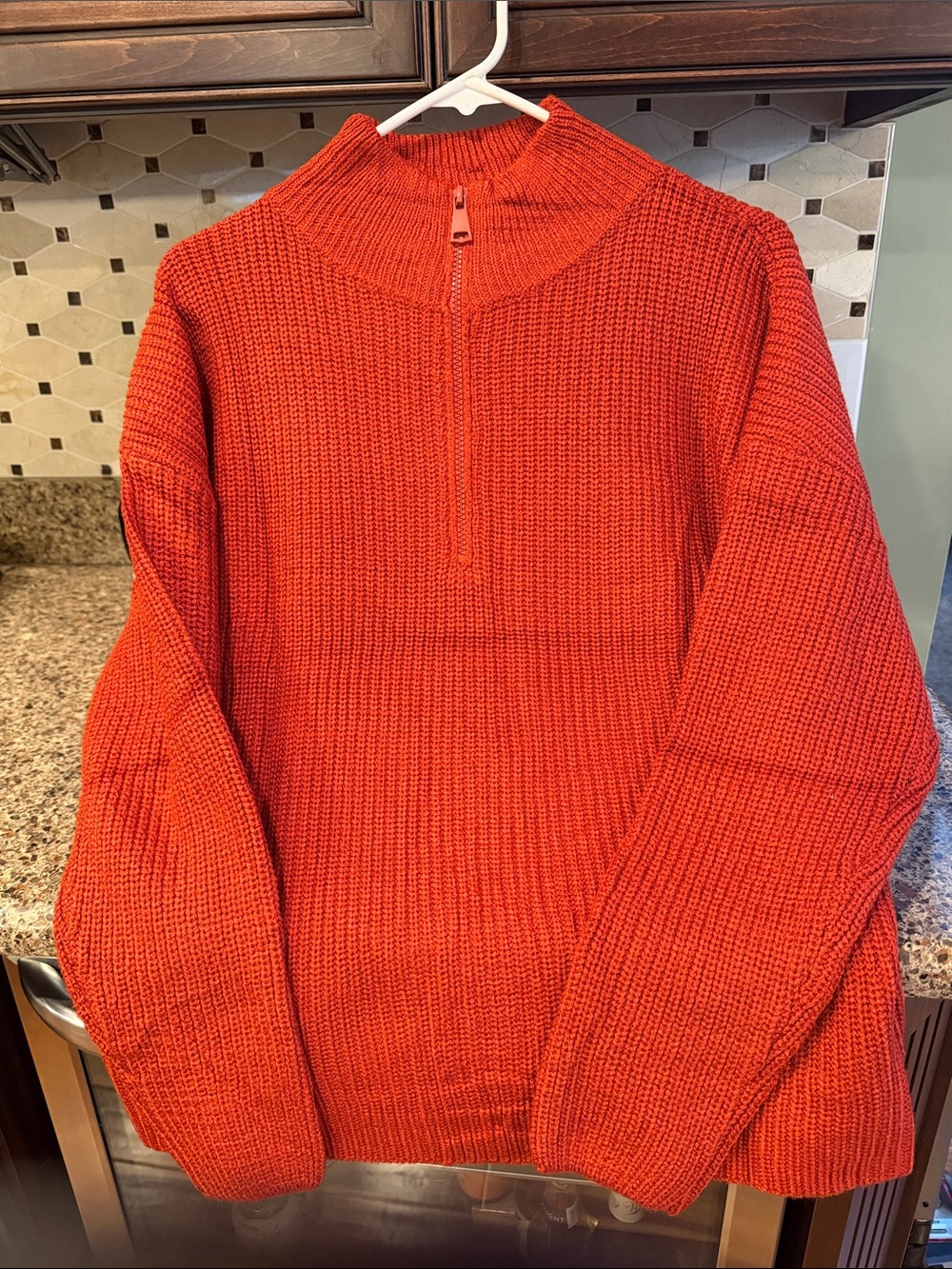 NWOT Amazon Women's Zip-Up Chunky Knit Sweater - Burnt Orange